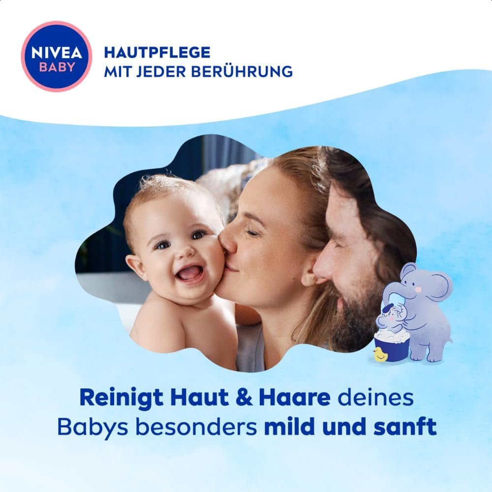 NIVEA BABY top tot teen bad & shampoo, zachte vegan shampoo voor kinderhuid en haar met amandelolie, ontspannende douchegel met hypoallergene formule zonder parabenen en microplastics (200 ml) Kinderen - Bad en Huidverzorging Naty Shop