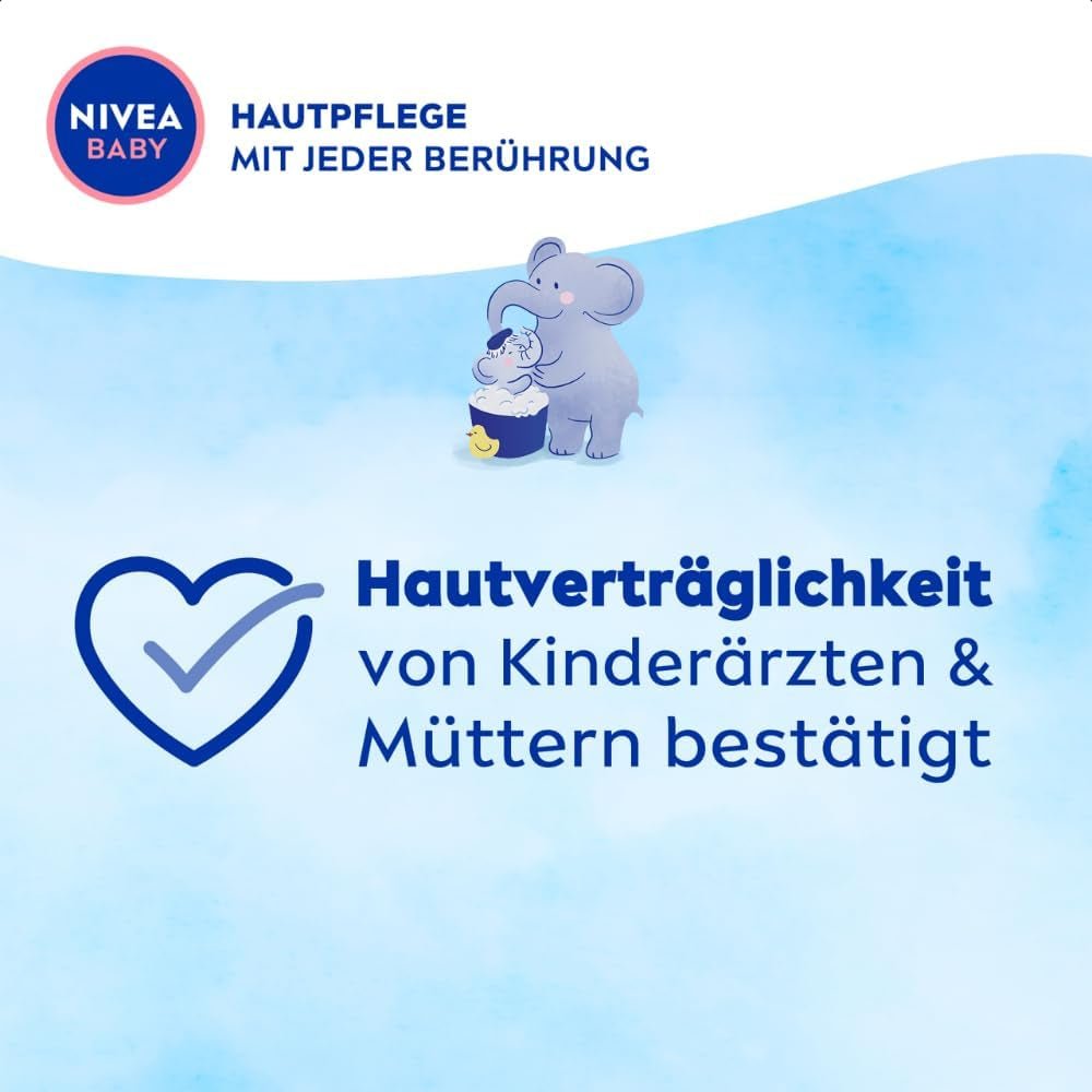 NIVEA BABY top tot teen bad & shampoo, zachte vegan shampoo voor kinderhuid en haar met amandelolie, ontspannende douchegel met hypoallergene formule zonder parabenen en microplastics (200 ml) Kinderen - Bad en Huidverzorging Naty Shop