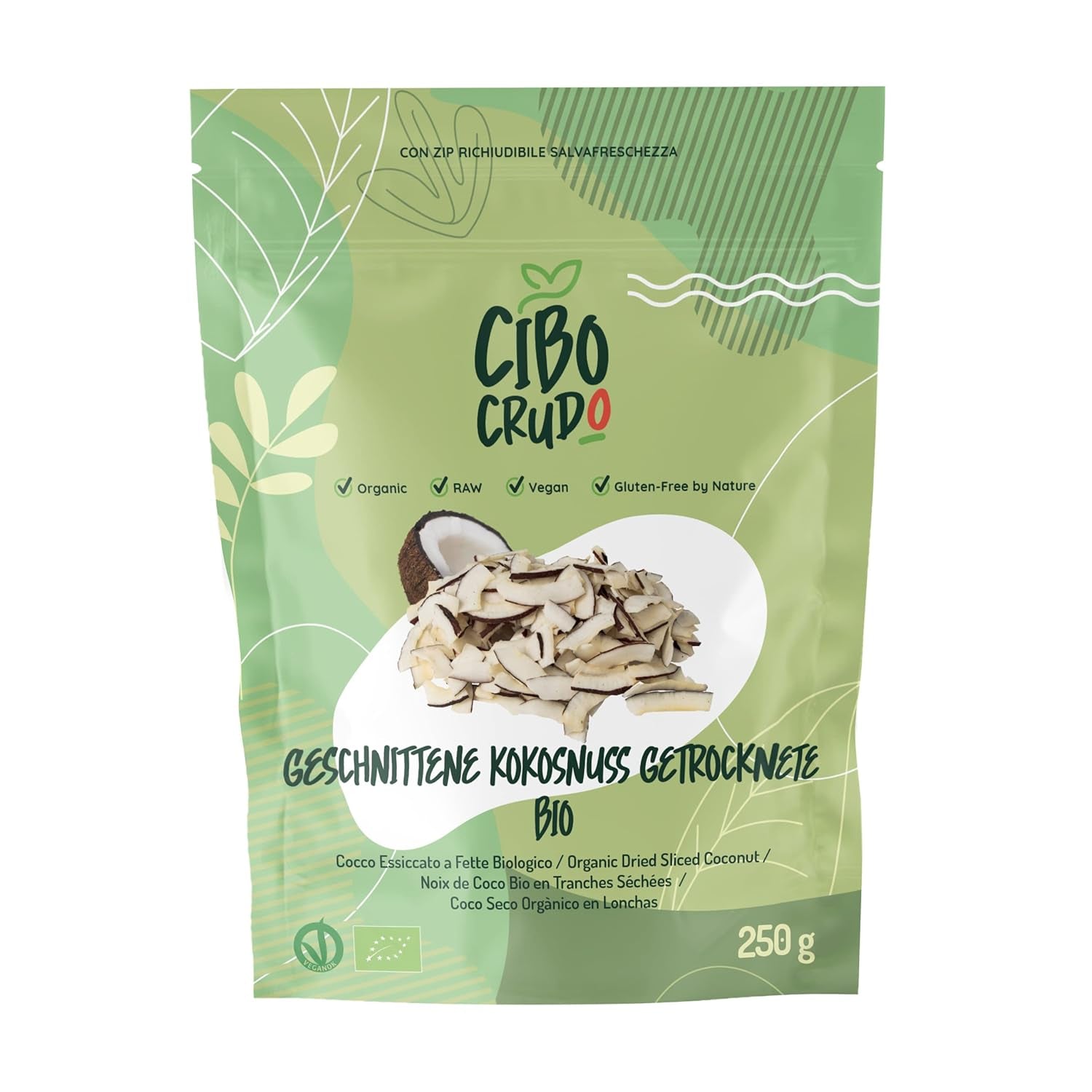 Geraspte biologische kokosnoot - 200 g. Gedroogde kokoschips Ongezoet en droog. Kokosvlokken. Zongedroogde kokoschips. Uitstekend als tussendoortje en voor zoete recepten Naty Shop Gedehydrateerde Producten 250 G (1 Pak) Kokosschijfjes