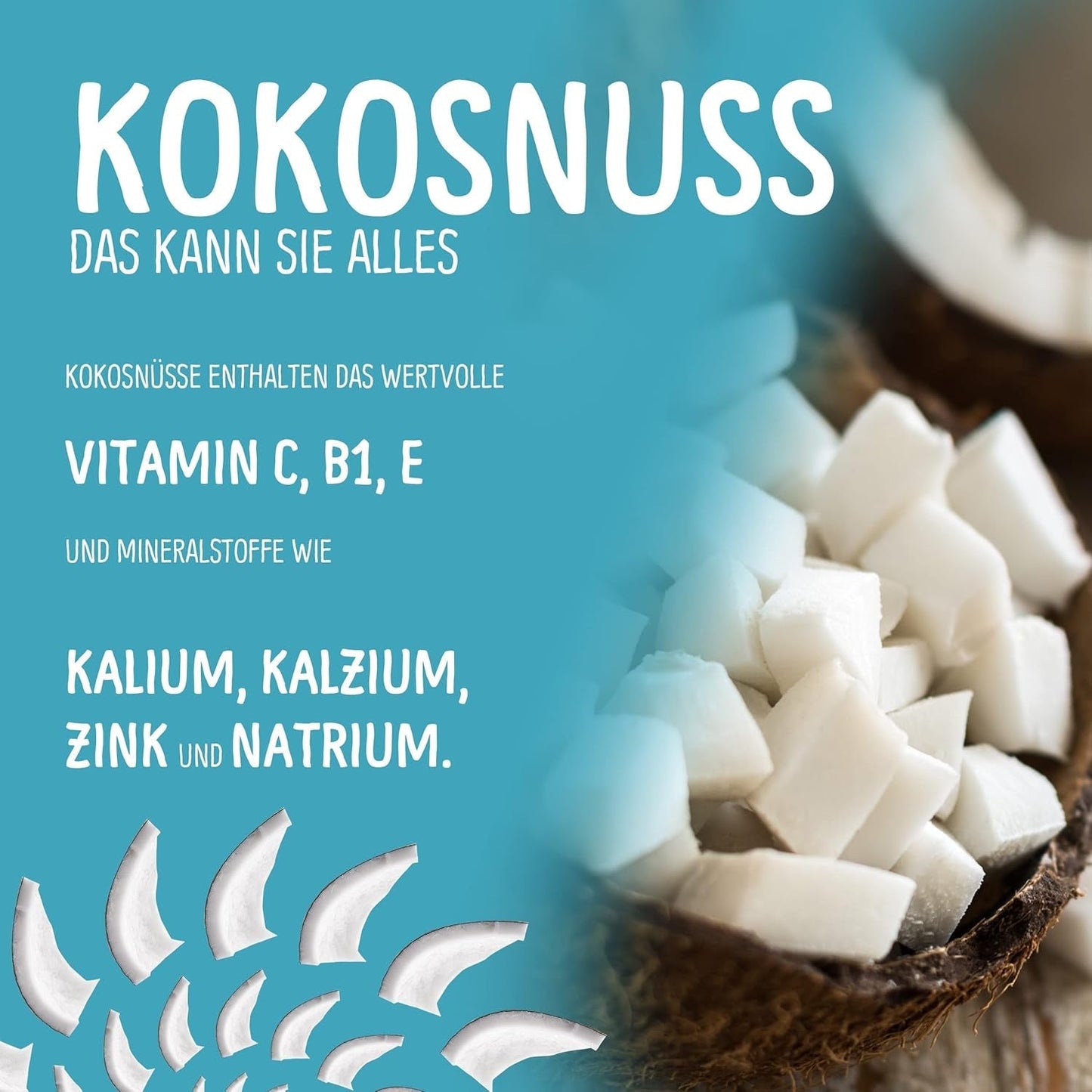 Gevriesdroogde kokosnoot: 50g gevriesdroogd fruit - veganistische snoepjes gezoete kokosblokjes - natuurlijk gedroogd fruit van NutriPur Gedehydrateerde producten Naty Shop
