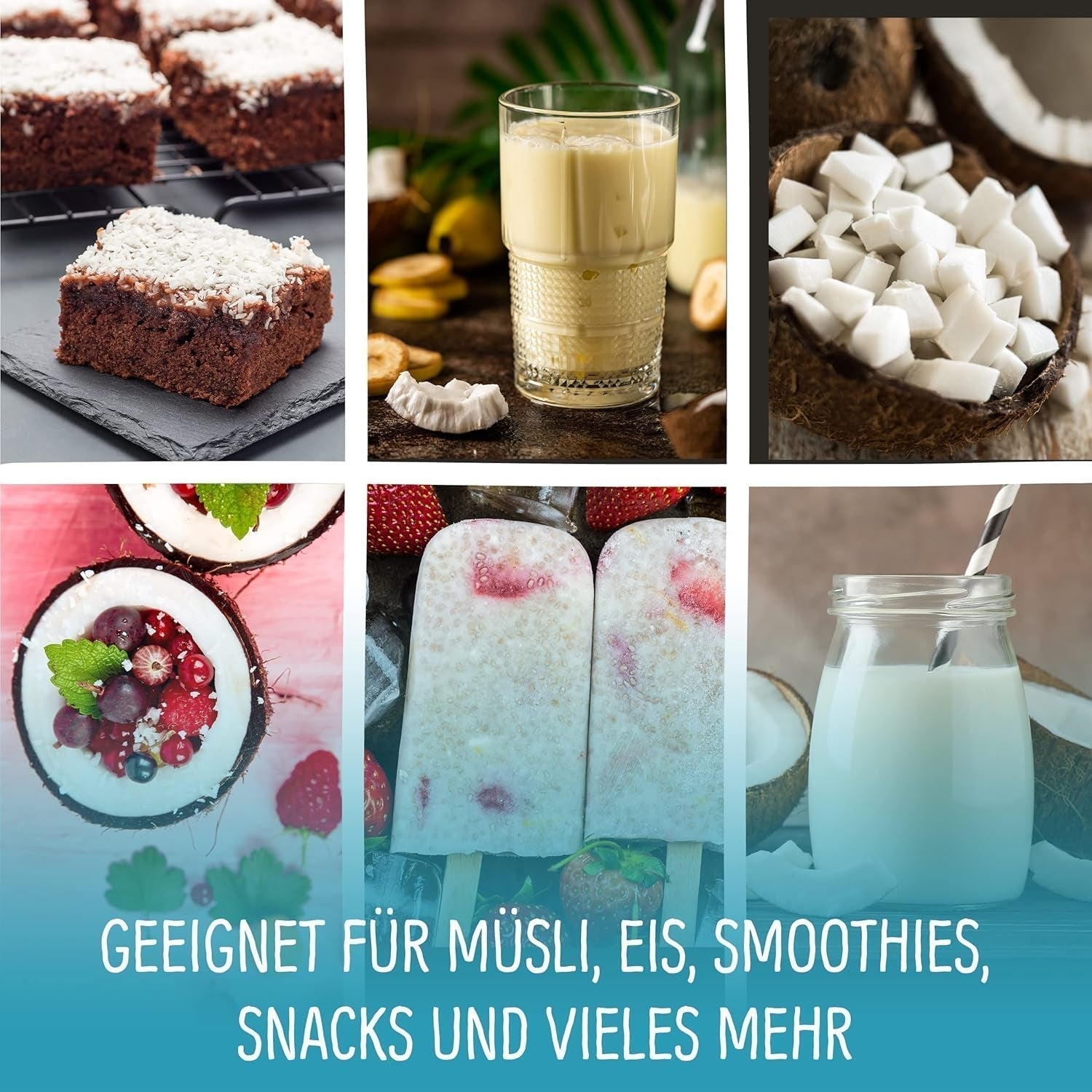 Gevriesdroogde kokosnoot: 50g gevriesdroogd fruit - veganistische snoepjes gezoete kokosblokjes - natuurlijk gedroogd fruit van NutriPur Gedehydrateerde producten Naty Shop
