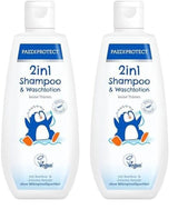 PAEDIPROTECT 2in1 shampoo en waslotion voor baby's en kinderen 200 ml, delicate reiniging en haar zonder parfum en microplastics, de douchegel hydrateert de droge en gevoelige huid, ook voor volwassenen Kinderen - Bad- en huidverzorging Naty Shop Wit 200 Ml (pak van 2)