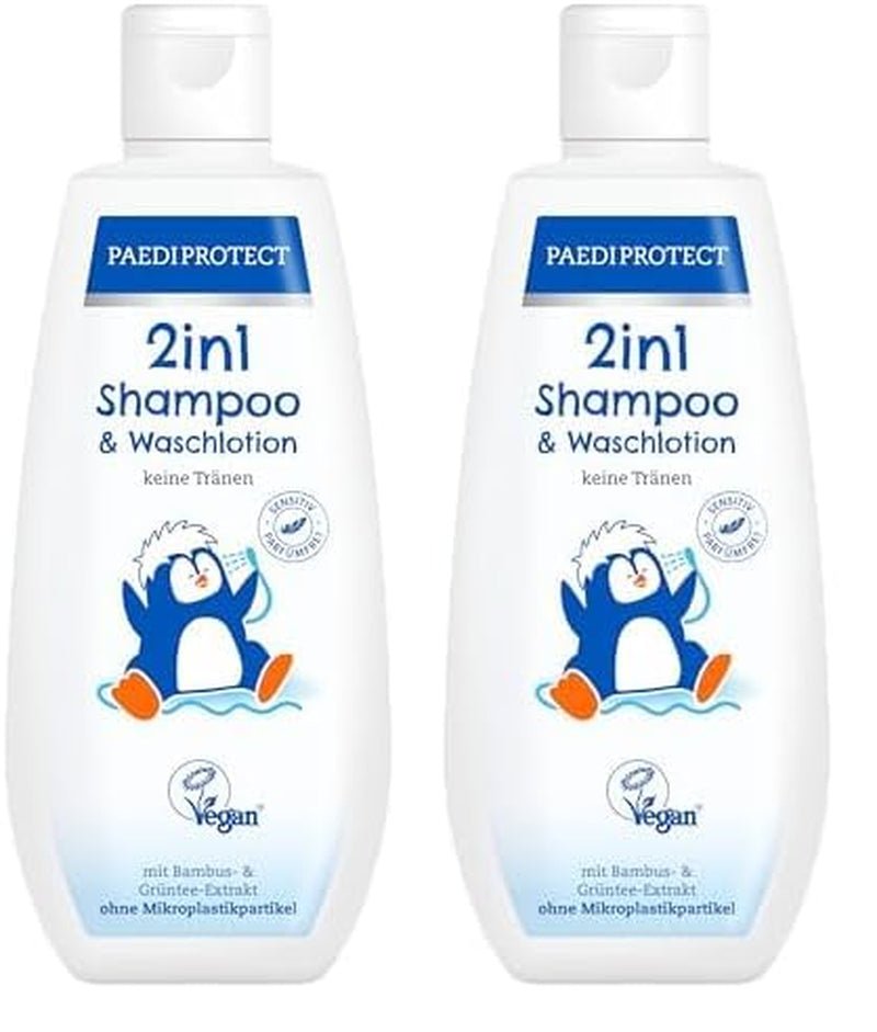 PAEDIPROTECT 2in1 shampoo en waslotion voor baby's en kinderen 200 ml, delicate reiniging en haar zonder parfum en microplastics, de douchegel hydrateert de droge en gevoelige huid, ook voor volwassenen Kinderen - Bad- en huidverzorging Naty Shop Wit 200 Ml (pak van 2)