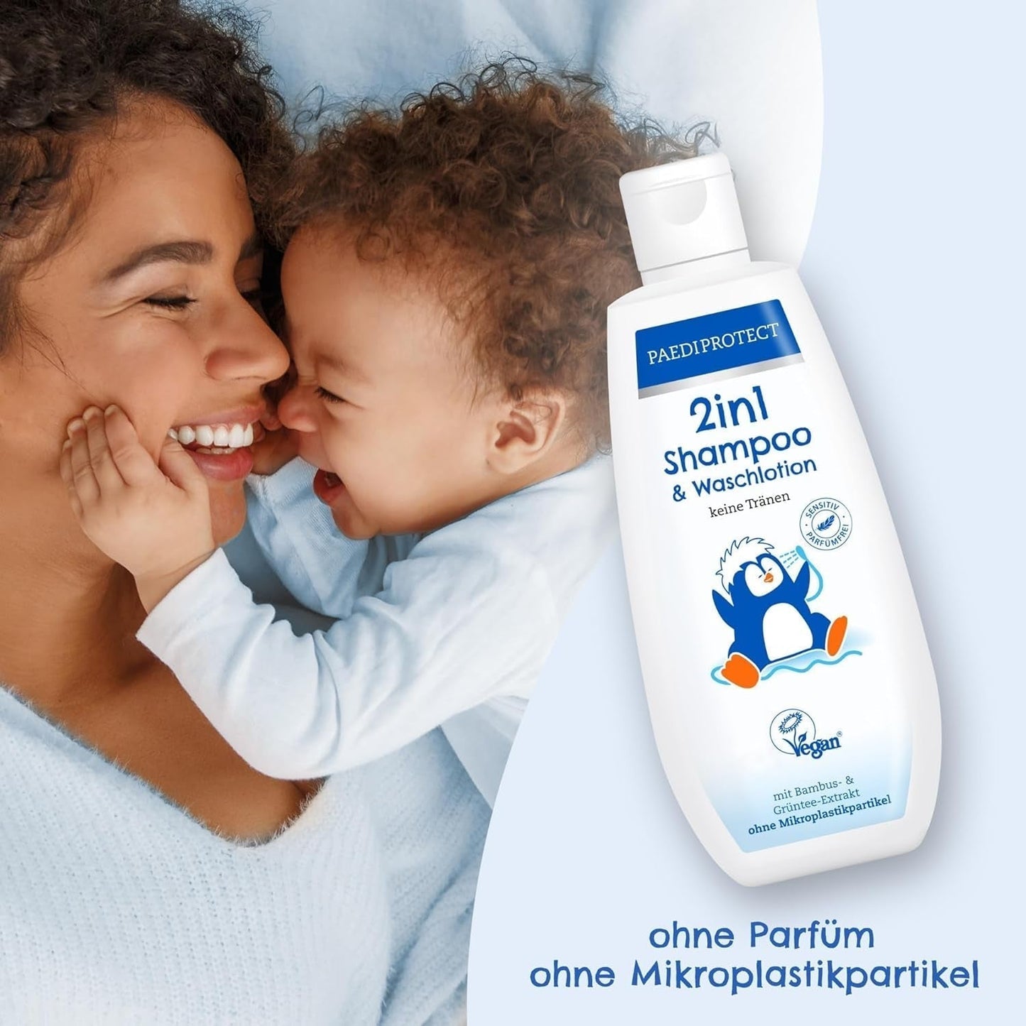 PAEDIPROTECT 2in1 shampoo en waslotion voor baby's en kinderen 200 ml, delicate reiniging en haar zonder parfum en microplastics, de douchegel hydrateert de droge en gevoelige huid, ook voor volwassenen Kinderen - Bad- en huidverzorging Naty Shop