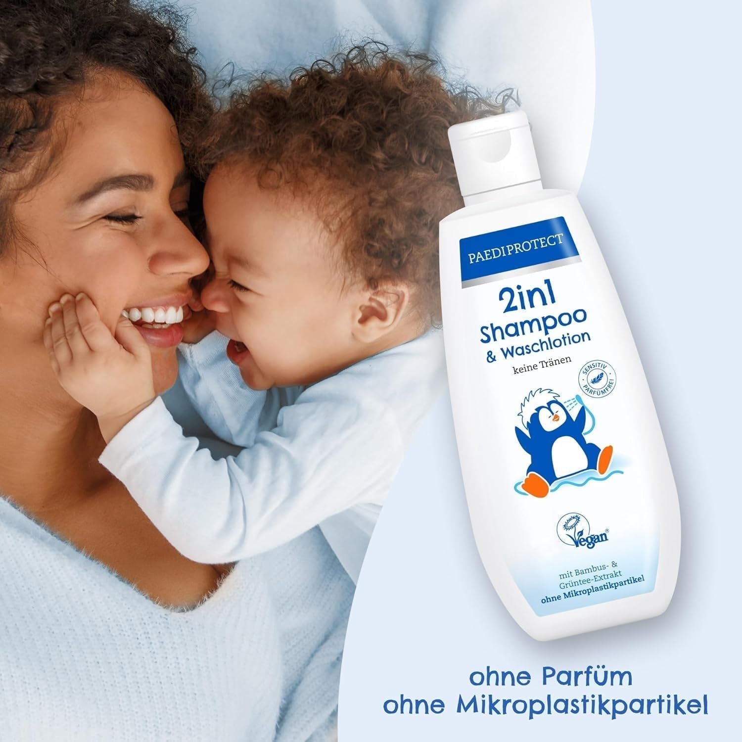 PAEDIPROTECT 2in1 shampoo en waslotion voor baby's en kinderen 200 ml, delicate reiniging en haar zonder parfum en microplastics, de douchegel hydrateert de droge en gevoelige huid, ook voor volwassenen Kinderen - Bad- en huidverzorging Naty Shop