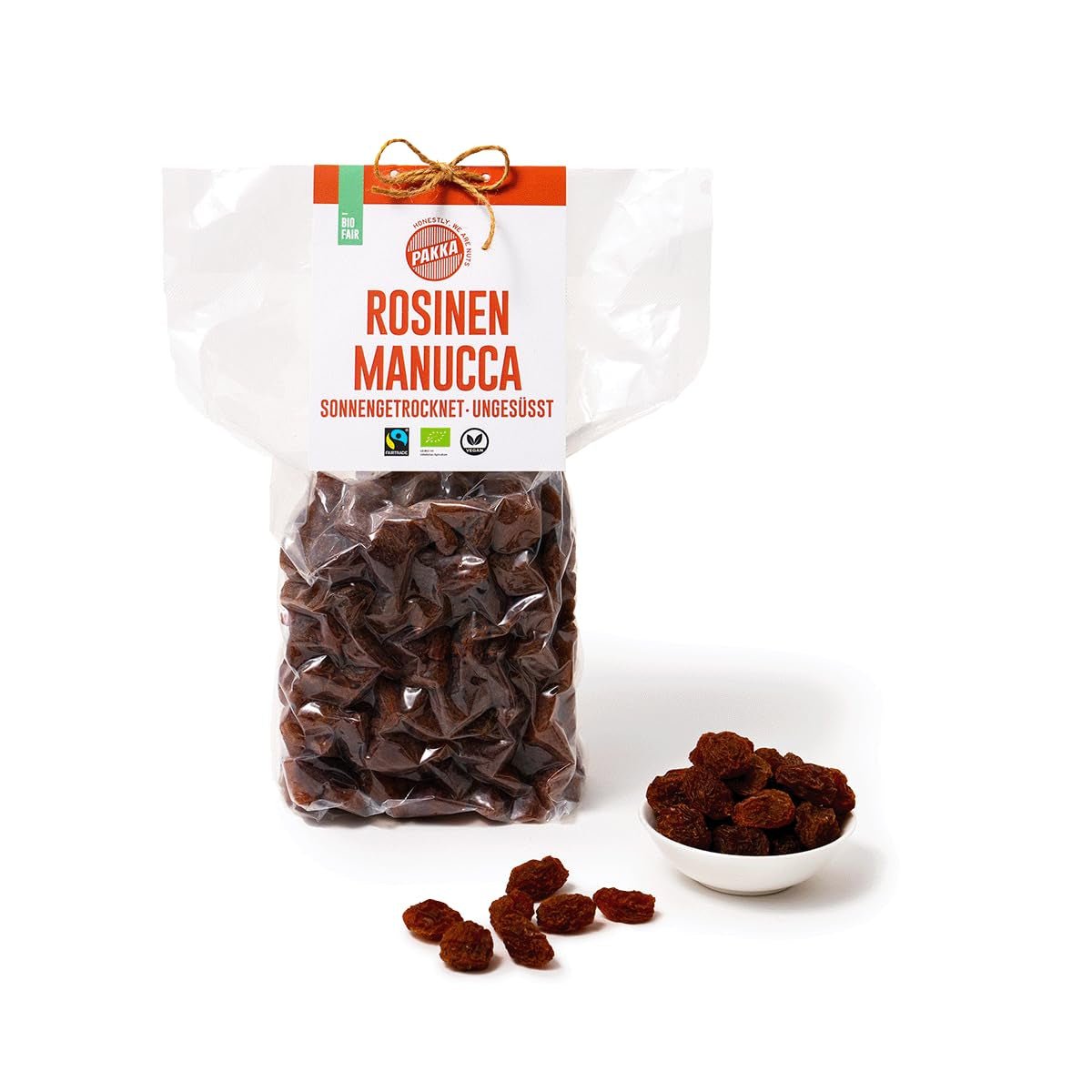 PAKKA - Biologische Fairtrade Jumbo Manucca Rozijnen 1kg met 2 - 3 knapperige zaden, zongedroogde manucca druiven, olievrij, dus plakkerig, ongezwaveld, van kleine boeren in Samarkand Oezbekistan 1000g Gedehydrateerde producten Naty Shop Variant 2: 1 kg (1 pak)
