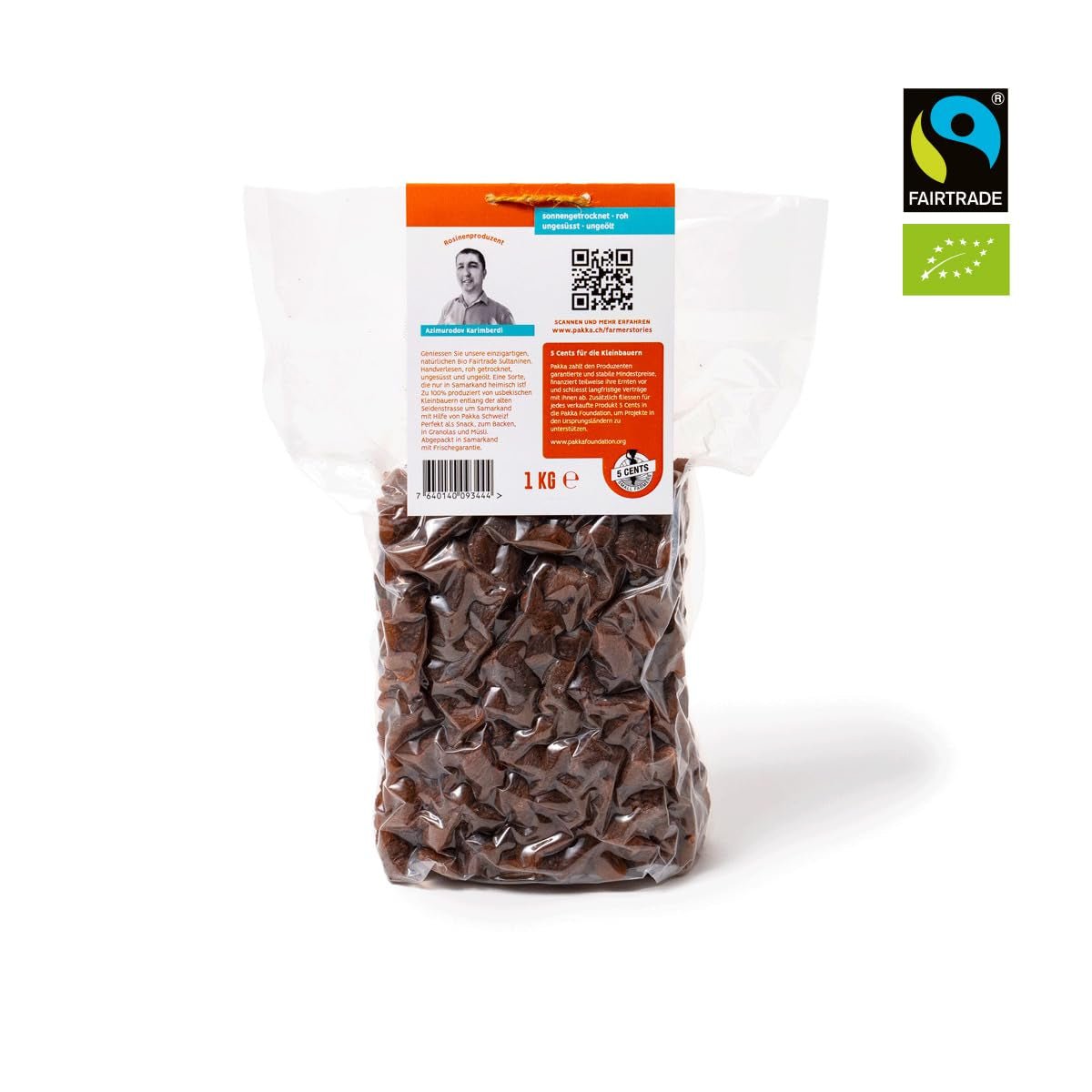 PAKKA - Biologische Fairtrade Sultana's 1kg, pitloze, velloze en zongedroogde Sultana's Sultana's uit Samarkand Oezbekistan 1000g Gedroogde producten Naty Shop