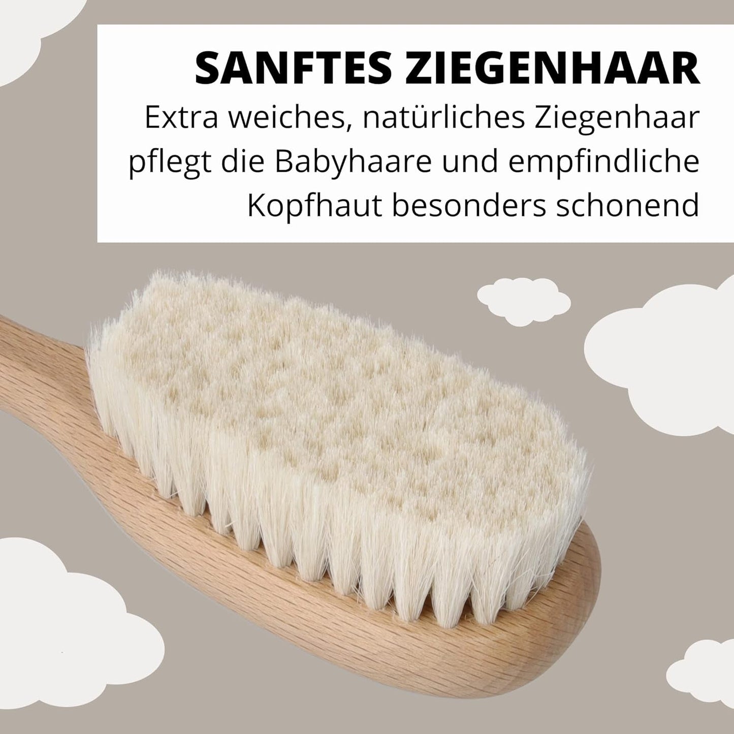 PARSA Beauty babyhaarborstel met geitenhaar - babyhaarborstel van FSC® gecertificeerd beukenhout - borstel voor verzorging van fijn babyhaar - babyborstel Kinderen - Bad en Huidverzorging Naty Shop