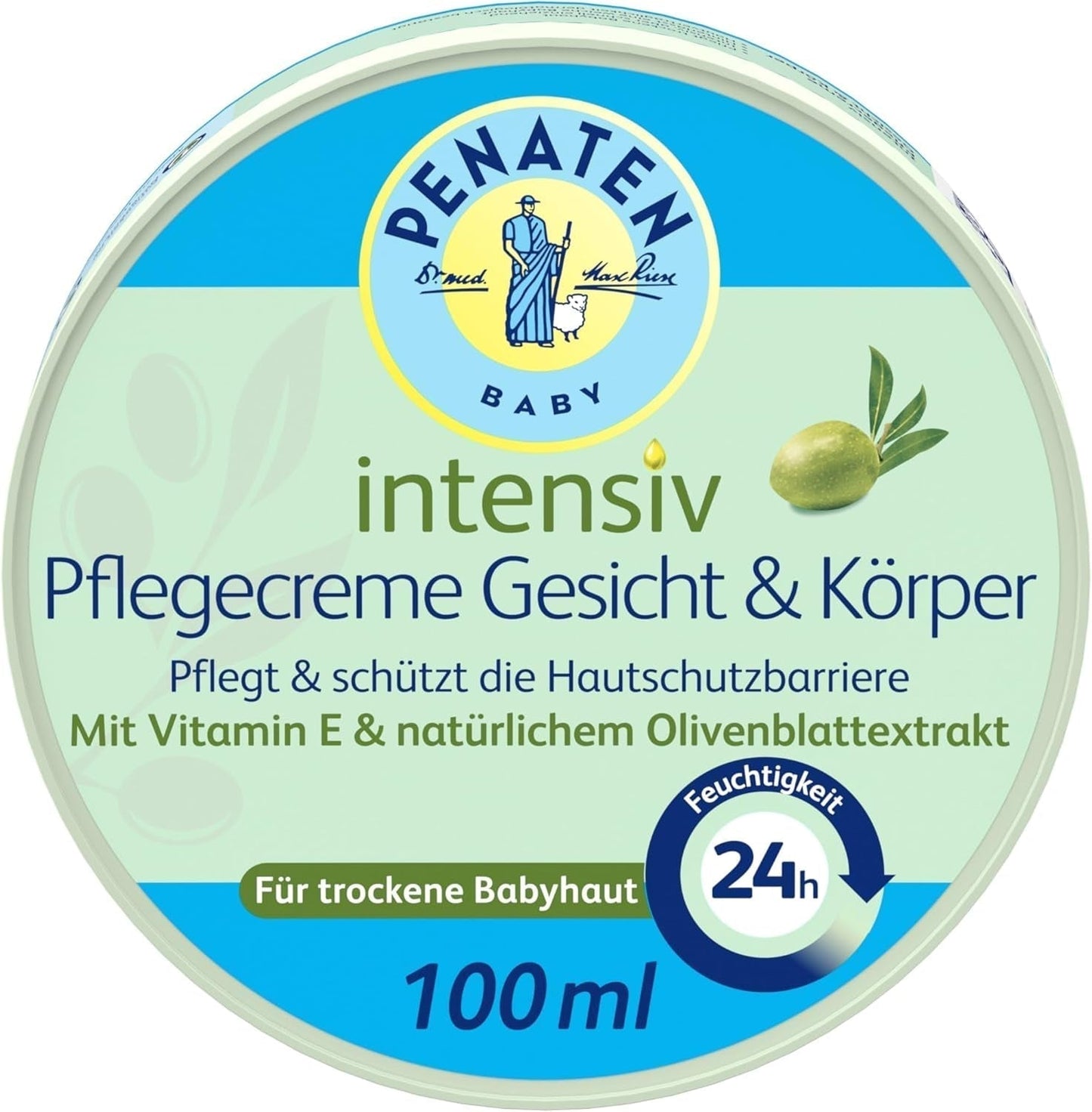 PENATEN intensief verzorgende crème voor gezicht en lichaam (100 ml), snel intrekkende gezichts- en lichaamscrème voor kinderen, hydrateert 24 uur, met vitamine E en natuurlijk olijfbladextract Kinderen - Bad- en huidverzorging Naty Shop Standaard titel