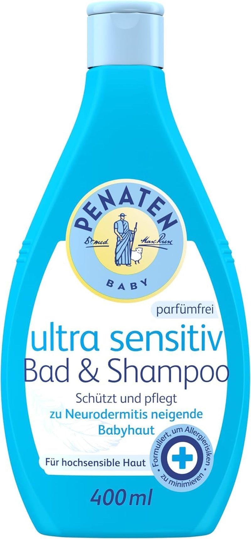 PENATEN Ultra Sensitive Bath & Shampoo (400 ml), babybadje en shampoo bijzonder zacht voor de zeer gevoelige huid van baby's die vatbaar zijn voor neurodermitis, douchegel en haarshampoo zonder parfum en kleurstoffen Kinderen - Bad- en huidverzorging Naty Shop 400 Ml (1 pakje) Wasgel