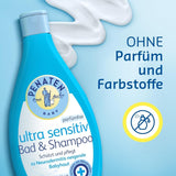 PENATEN Ultra Sensitive Bath & Shampoo (400 ml), bijzonder zacht babybadje en shampoo voor de zeer gevoelige huid van baby's die vatbaar zijn voor neurodermitis, geur- en kleurstofvrije douchegel en haarshampoo Kinderen - Bad- en huidverzorging Naty Shop