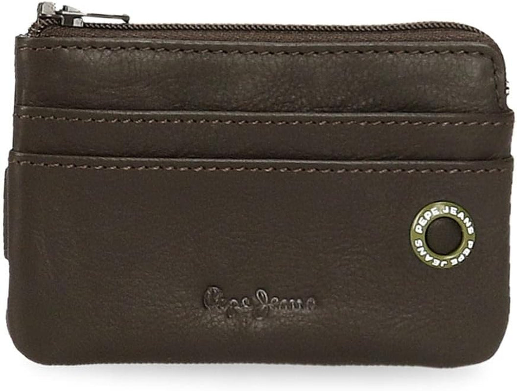 Pepe Jeans adge Herenportemonnee Naty Shop Bruine portemonnee met badge