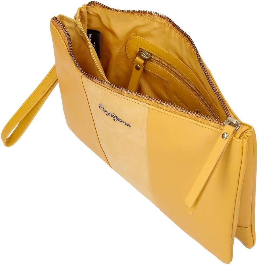 Pepe Jeans Dubbele Portemonnee Gele tas 27x17x2 cm leren Portemonnee Dames Naty Shop
