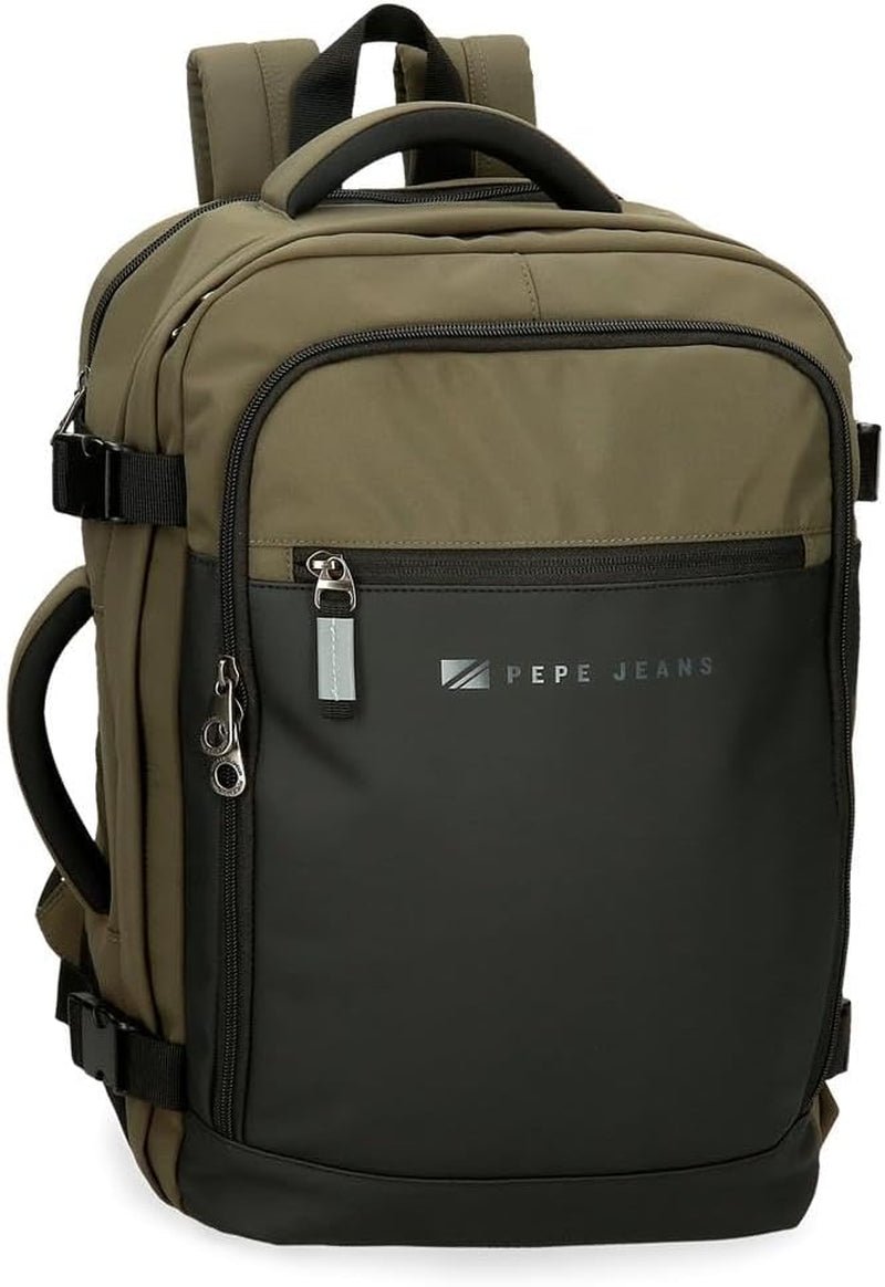 Pepe Jeans Jarvis kleine groene schoudertas 15x19,5x6 cm polyester met kunstleren details Bagage en reisspullen Naty Shop Donkergroen Cabin rugzak