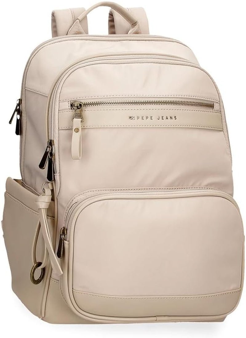 Pepe Jeans Morgan Casual rugzakken Reistassen Beige Zwart kunstleer voor dames van Joumma Tassen Bagage en reisuitrusting Naty Shop Beige Pc-rugzak