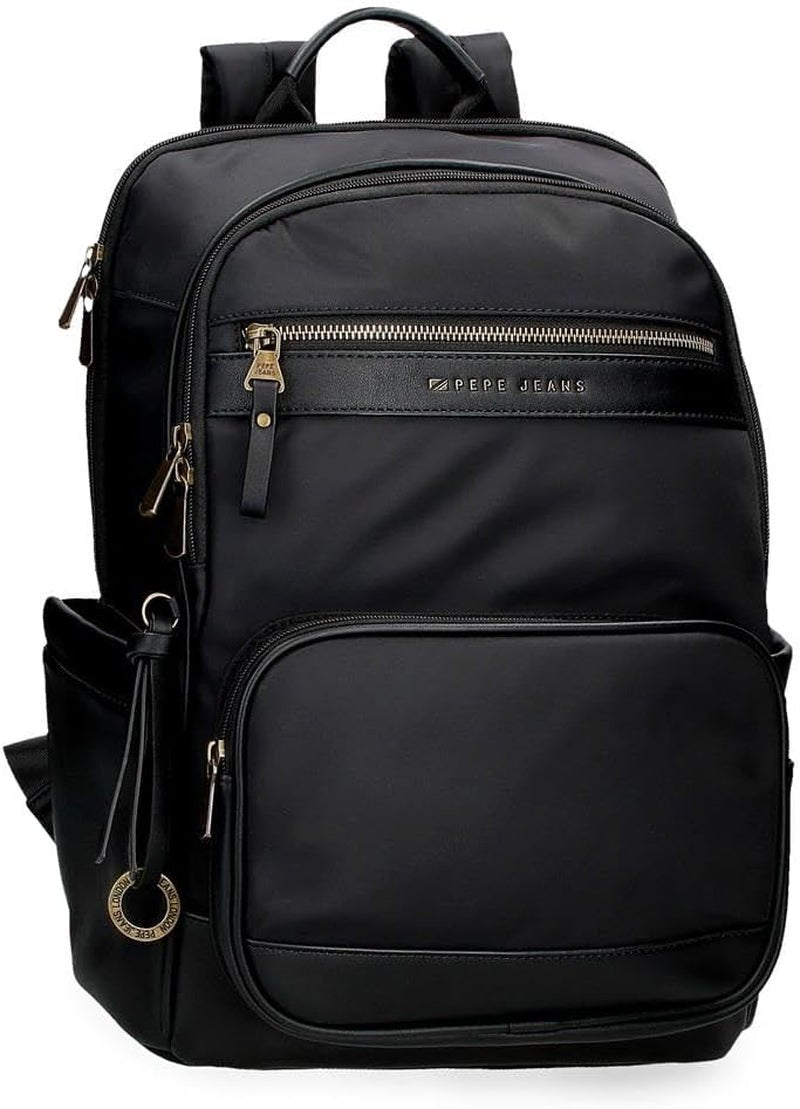 Pepe Jeans Morgan Casual rugzakken Reistassen Beige Zwart kunstleer voor dames van Joumma Tassen Bagage en reisuitrusting Naty Shop Black Pc Backpack
