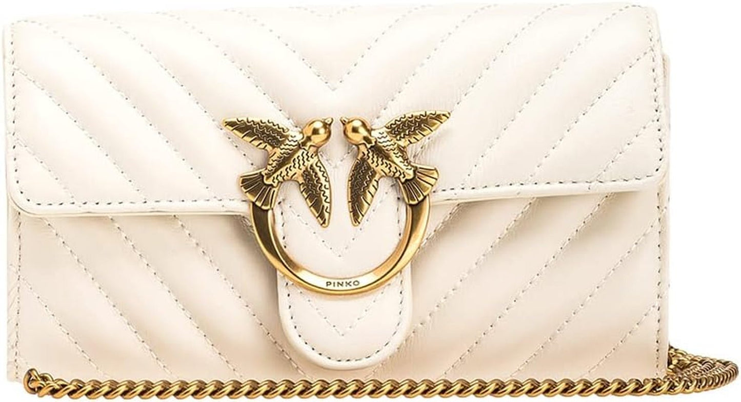 Pinko Dames Schapennappa Love ONE Portemonnee C SCHAFNAPPA Damesportemonnee Naty Shop Z14Q_Bianco Seta-Antiek Goud One size fits all