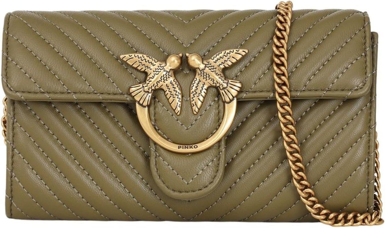 Pinko Dames Schapennappa Love ONE Portemonnee C SCHAFNAPPA Damesportemonnee Naty Shop V62Q_Verde Abete-Antiek Goud One size fits all