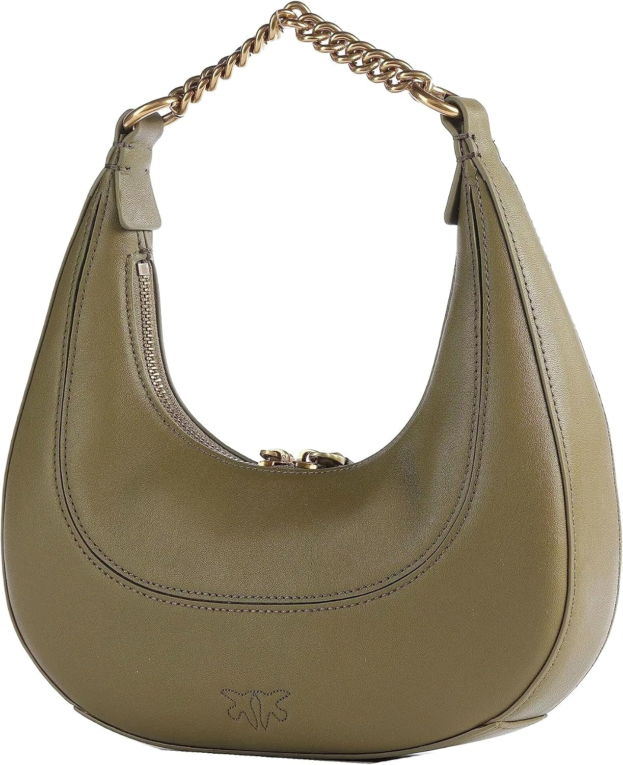 Pinko BRIOCHE HOBO Mini KALB MORB, V62q_Green Thread-antiek goud damestassen van Pinko Naty Shop