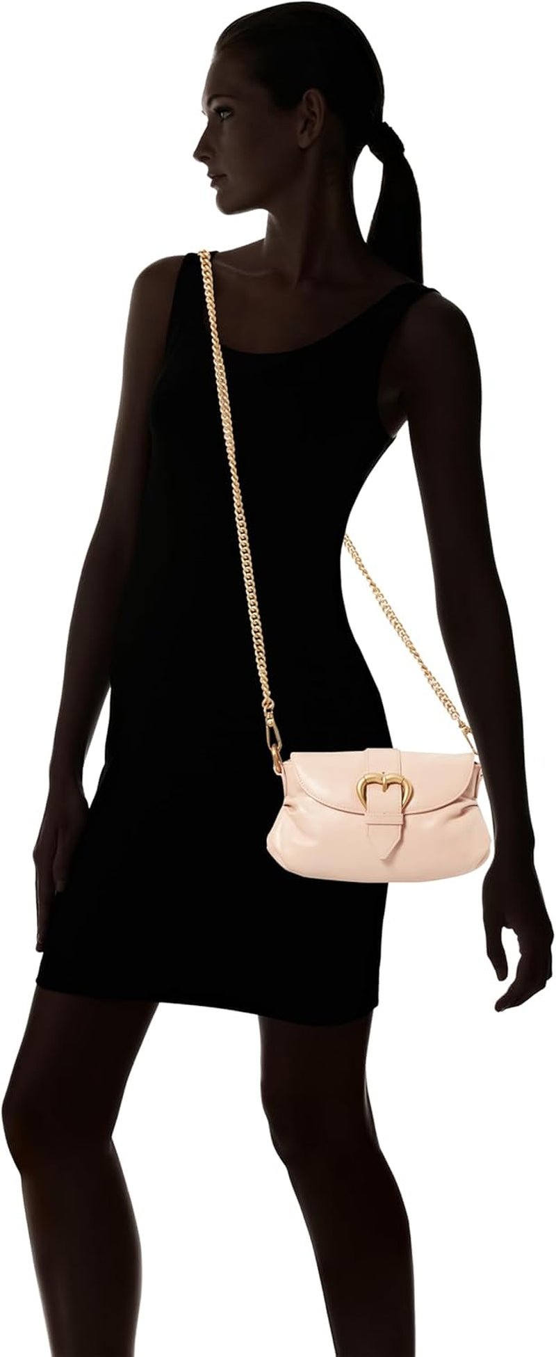 Pinko Jolene Mini-schoudertas van kristal voor dames, O81m_Chocolate Gold Damestassen Naty Shop