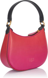 Pinko Half Moon mini leren tas met kleurverloop, ya4l_Mult.fuchsia, oranje-zwart Damestassen Naty Shop