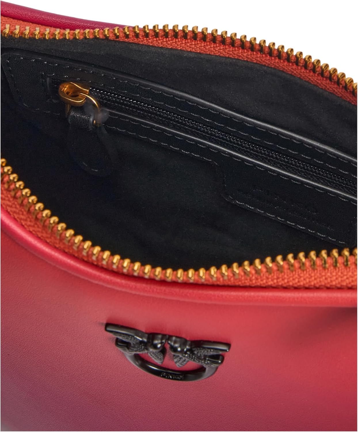Pinko Half Moon mini leren tas met kleurverloop, ya4l_Mult.fuchsia, oranje-zwart Damestassen Naty Shop