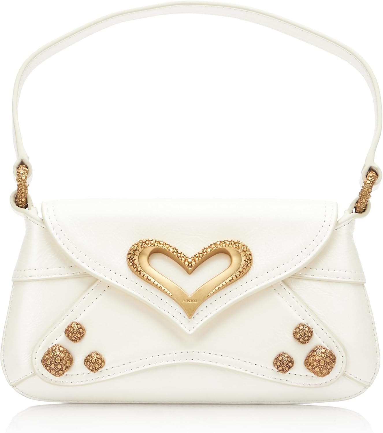 Pinko Dames 520 Schouder Baby Naplack Vintage Tas Damestassen Naty Shop Z14M_White Zijde-Goud Chocolade