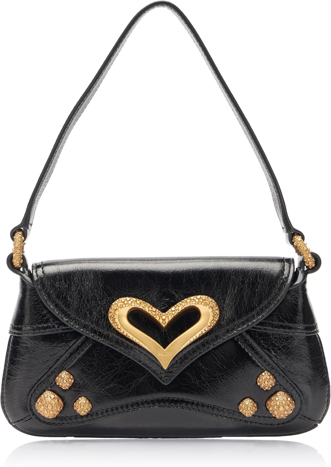 Pinko Dames 520 Schouder Baby Naplack Vintage Tas Damestassen Naty Shop Z99M_Black Limousine-Chocolade Goud