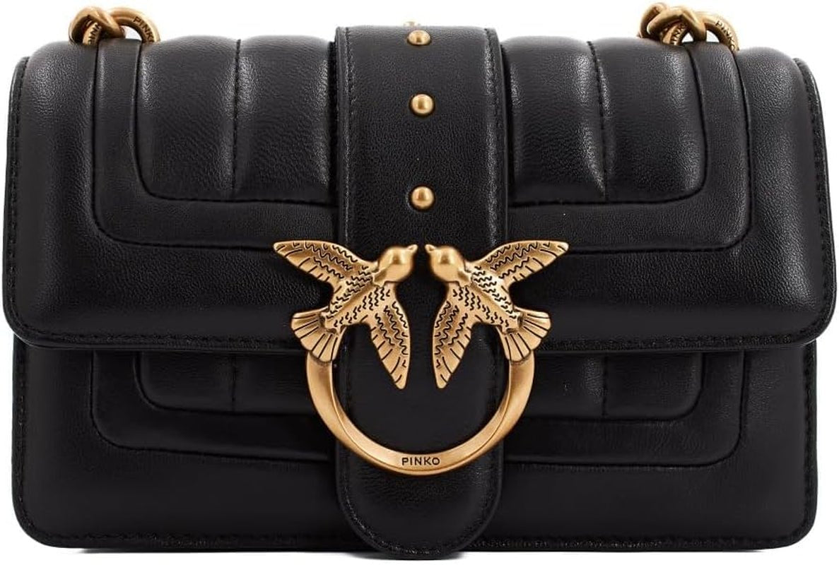Pinko Dames Love One Mini Cl Enkelzijdig Schapennappalijn Quilttas Damestassen Naty Shop Z99Q_Antique Zwart-Goud