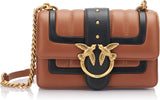 Pinko Dames Love One Mini Cl Enkelzijdig Schapennappalijn Quilttas Damestassen Naty Shop Lz9Q_Bruin/Negru-antiek-goud