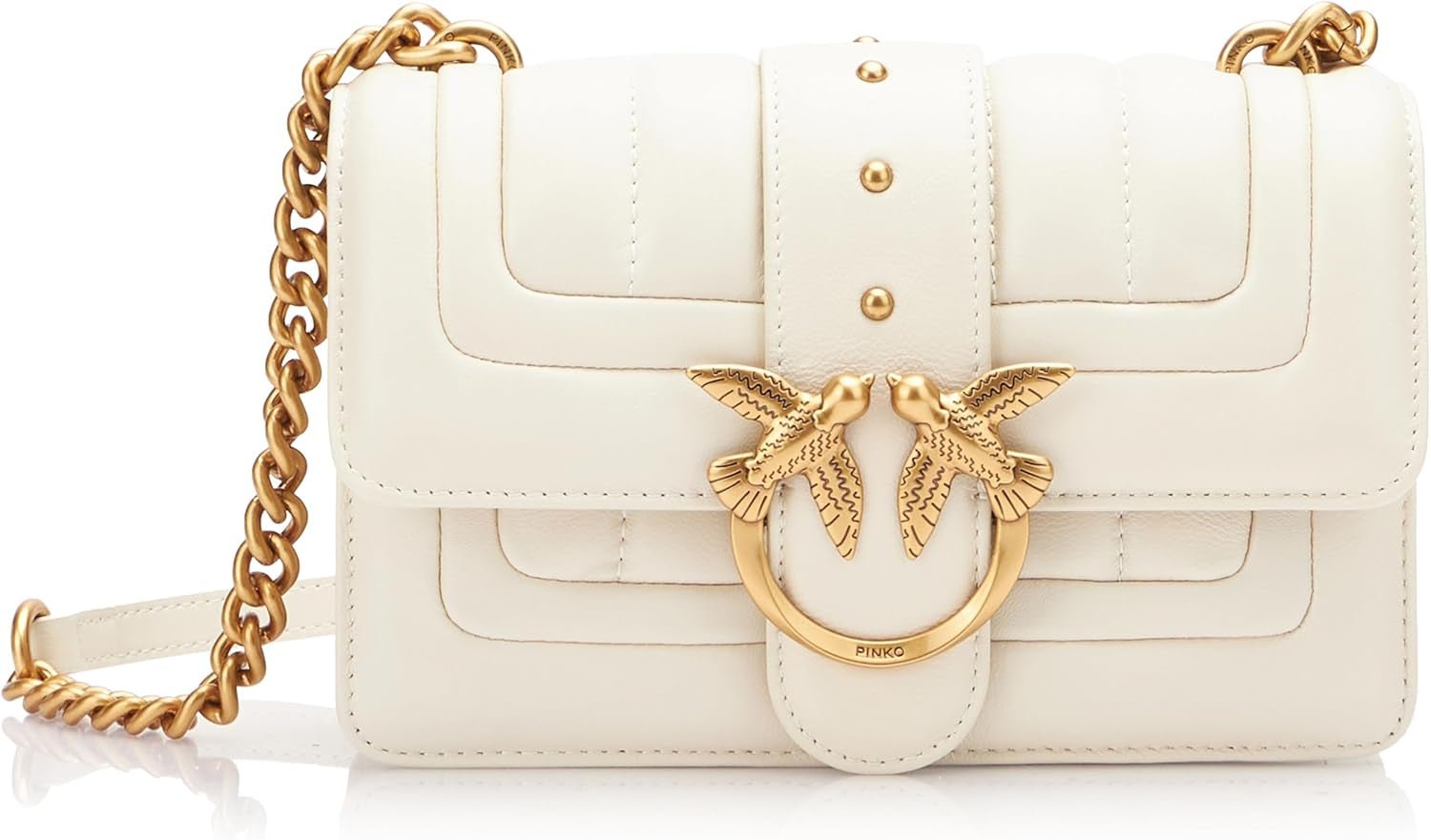 Pinko Dames Love One Mini Cl Enkelzijdig Schapennappalijn Quilttas Damestassen Naty Shop Z14Q_Silk antiek goud