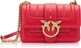 Pinko Dames Love One Mini Cl Enkelzijdig Schapennappalijn Quilttas Damestassen Naty Shop R30Q_Red antiek goud
