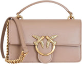 Pinko Dames Love One Mini Lichtgewicht Kalf Zijden Tas Damestassen Naty Shop D01Q_Biscuit Ginger Antiek Goud