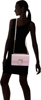Pinko Love One Classic Dc kalfsleren tas, wgq_lilac- antiek goud Damestassen Naty Shop
