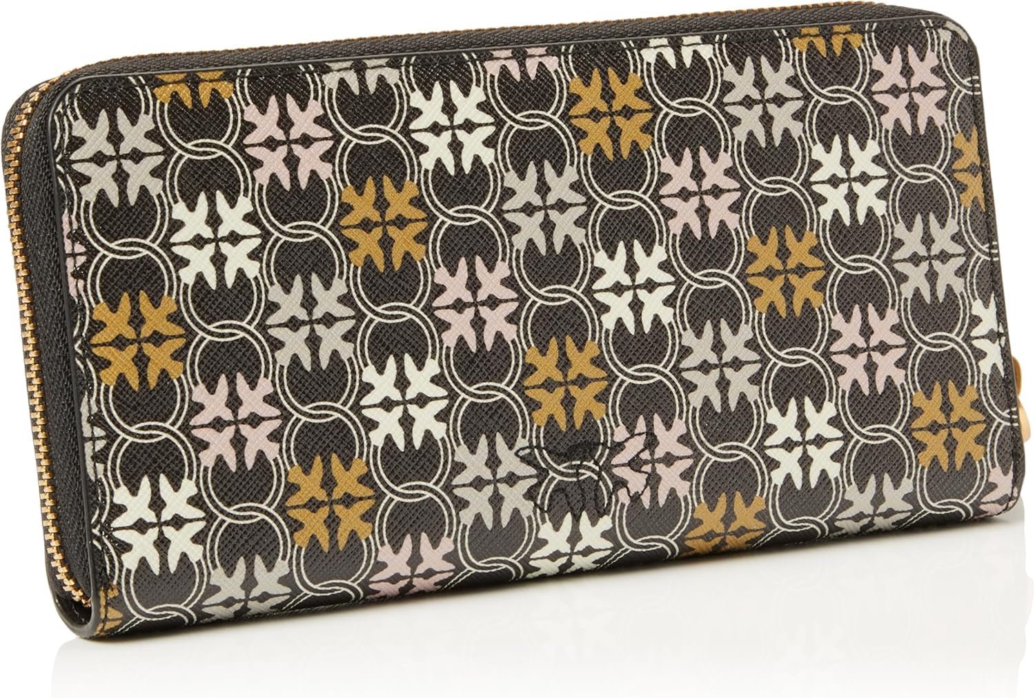 Pinko Ryder-portemonnee met lederen print, logo en reisaccessoires voor dames, Zm7q_zwart/bruin/wit. Antieke Go-portemonnee dames Naty Shop