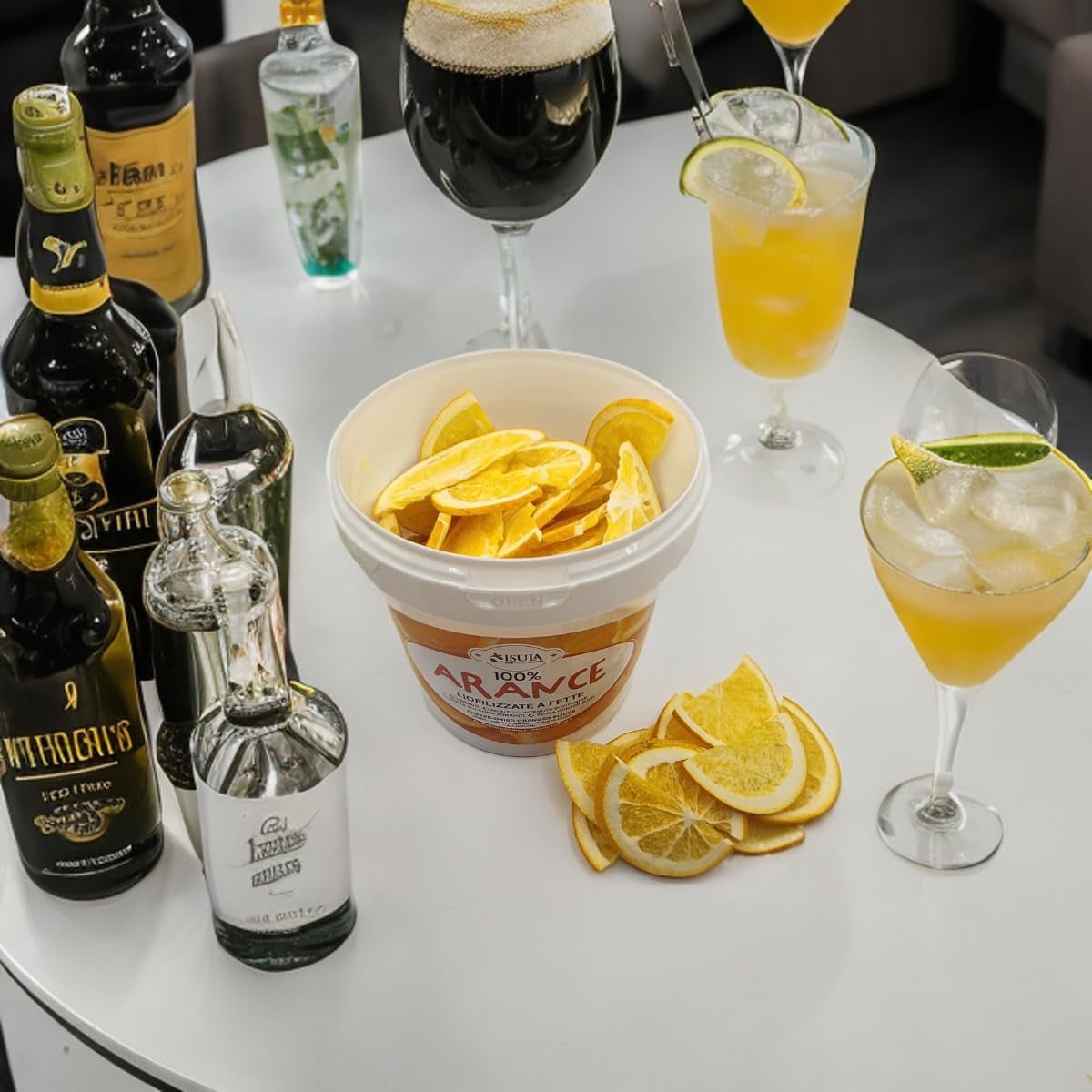 Verse gevriesdroogde sinaasappelen in halve plakjes - koude gedroogde sinaasappelen voor professionele cocktails vers gevriesdroogd fruit gedroogd fruit voor cocktails - 1 liter verpakking ca. 70 Naty Shop gedehydrateerde producten