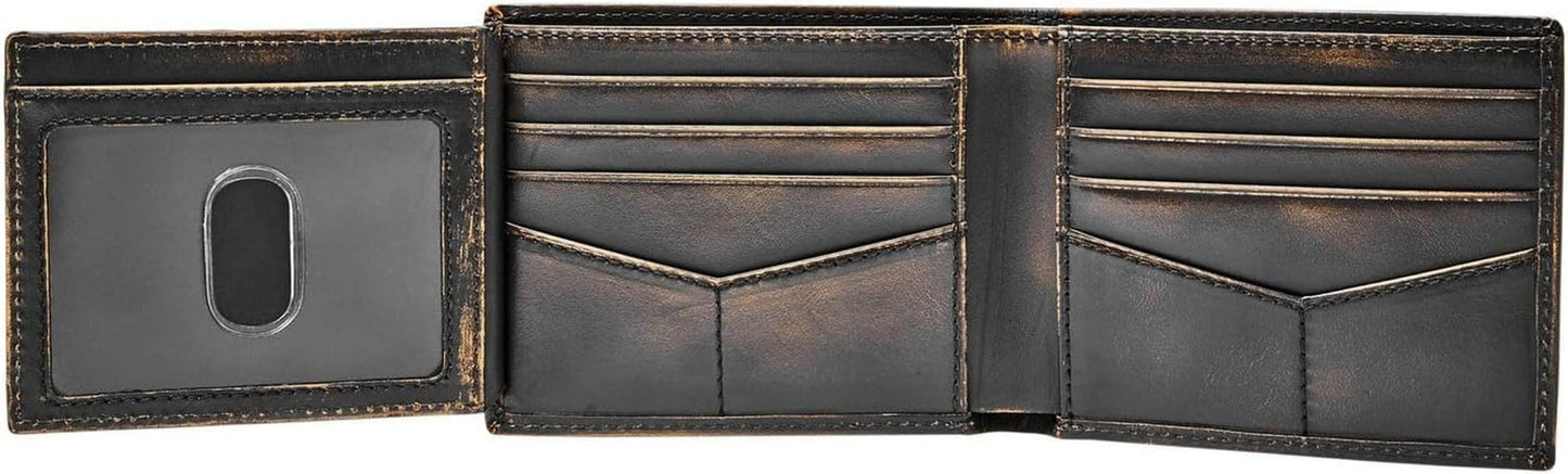 Fossil Wade lederen tweevoudige portemonnee voor heren 11,43 cm L x 1,905 cm B x 8,89 cm H Herenportemonnee Naty Shop