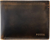 Fossil Wade lederen tweevoudige portemonnee voor heren 11,43 cm L x 1,905 cm B x 8,89 cm H Naty Shop herenportemonnee zwart