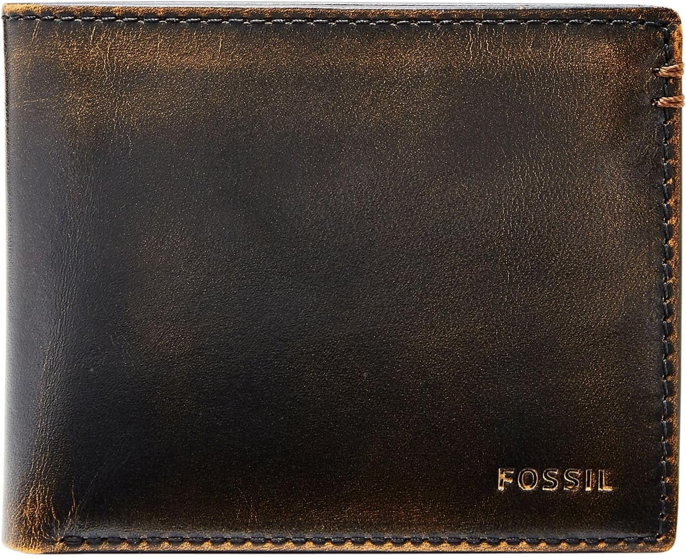 Fossil Wade lederen tweevoudige portemonnee voor heren 11,43 cm L x 1,905 cm B x 8,89 cm H Naty Shop herenportemonnee zwart
