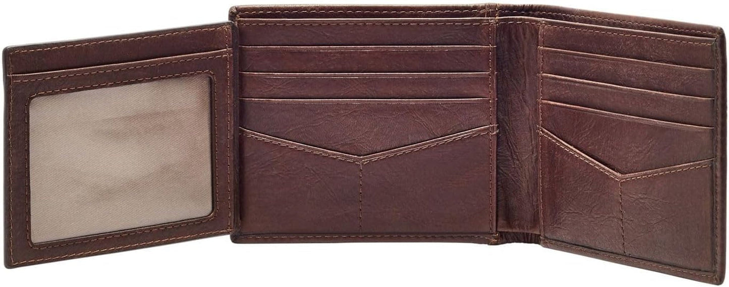 Fossil Ingram lederen tweevoudige portemonnee voor heren, 11,43 cm L x 1,905 cm B x 8,89 cm H Herenportemonnee Naty Shop