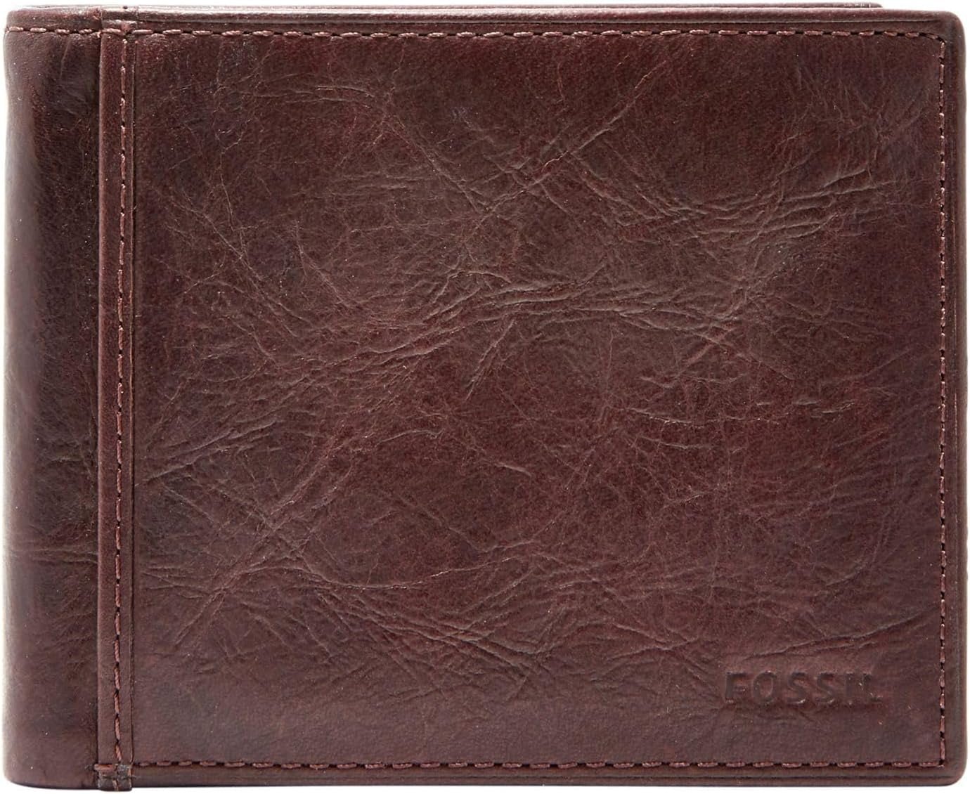 Fossil Ingram lederen tweevoudige portemonnee voor heren, 11,43 cm L x 1,905 cm B x 8,89 cm H herenportemonnee Naty Shop Bruin