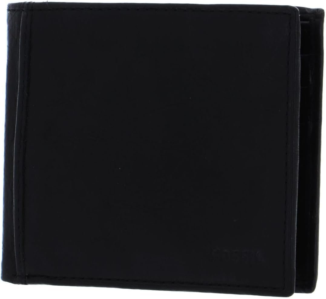 Fossil Heren Ingram Leren Bifold Portemonnee 11,43 cm L x 1,905 cm B x 8,89 cm H Herenportemonnee Naty Shop Zwart