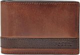 Fossil Quinn lederen tweevoudige portemonnee voor heren, 10 cm L x 1,5 cm B x 7 cm H herenportemonnee Naty Shop Bruin