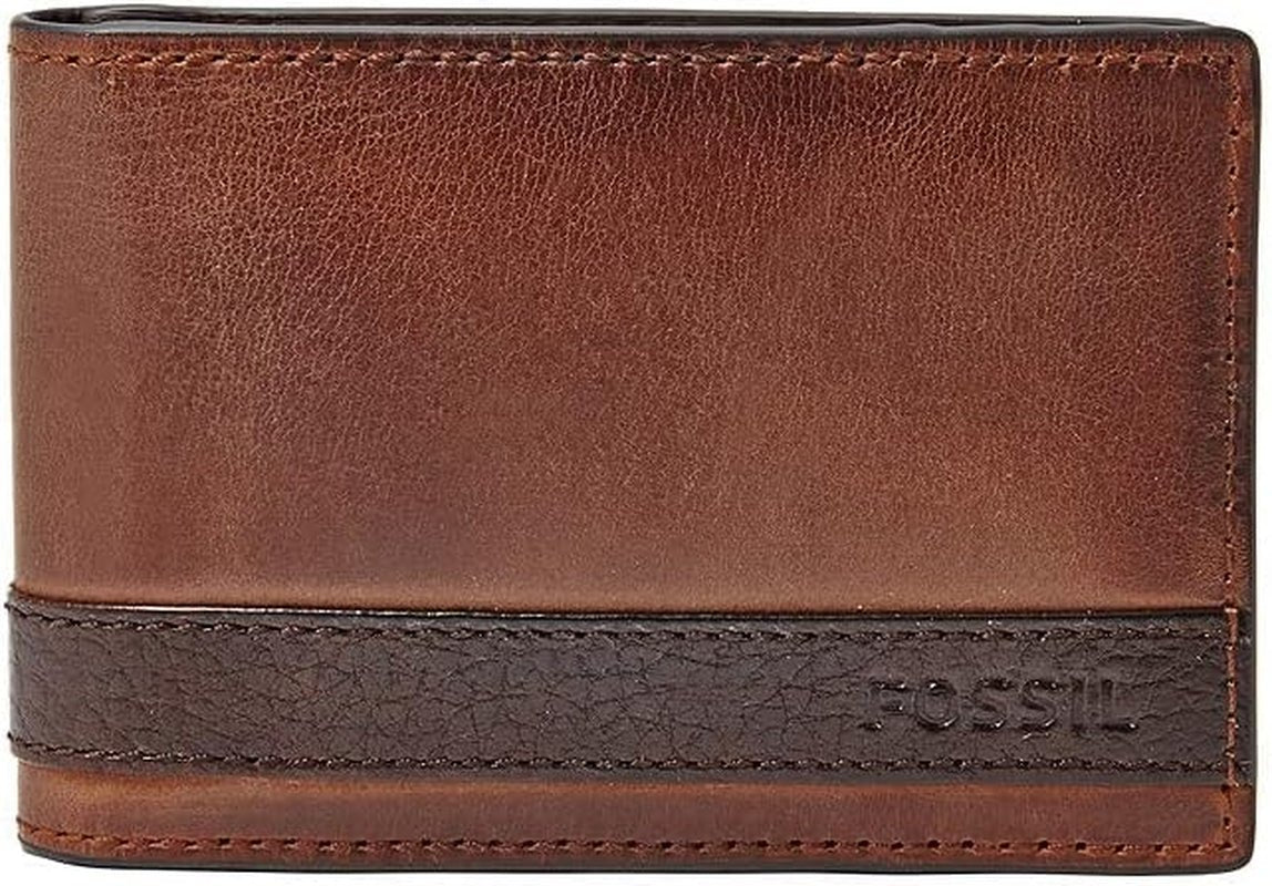 Fossil Quinn lederen bifold-portemonnee voor heren, 10 cm L x 1,5 cm B x 7 cm H, herenportemonnee Naty Shop