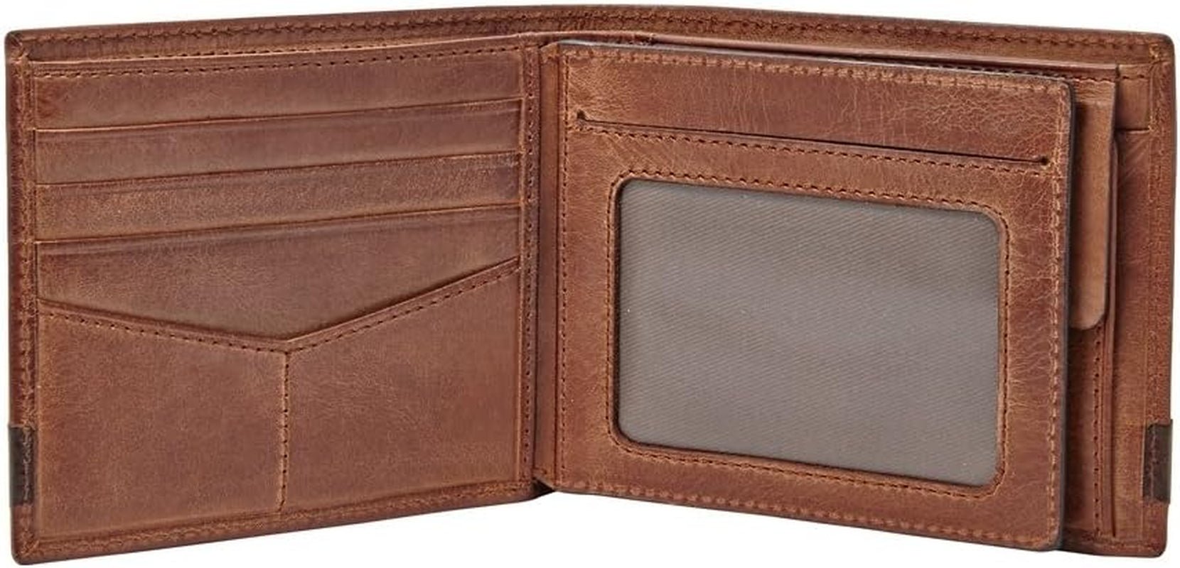 Fossil Quinn lederen tweevoudige portemonnee voor heren, 11,43 cm L x 2,54 cm B x 9,525 cm H Herenportemonnee Naty Shop