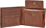 Fossil Quinn lederen tweevoudige portemonnee voor heren, 11,43 cm L x 2,54 cm B x 9,525 cm H Herenportemonnee Naty Shop