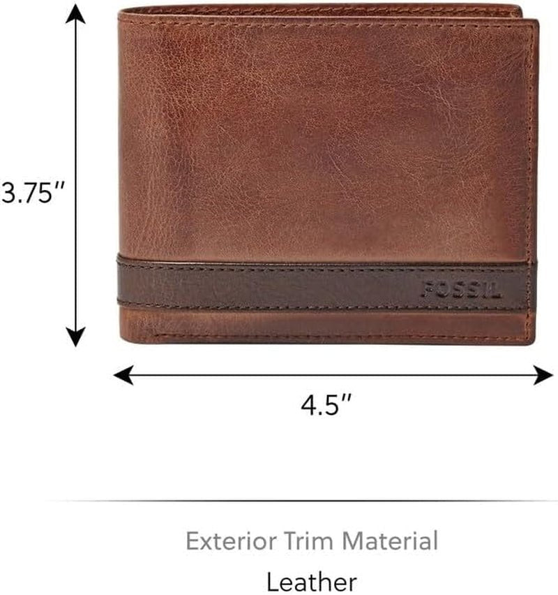 Fossil Quinn lederen tweevoudige portemonnee voor heren, 11,43 cm L x 2,54 cm B x 9,525 cm H Herenportemonnee Naty Shop