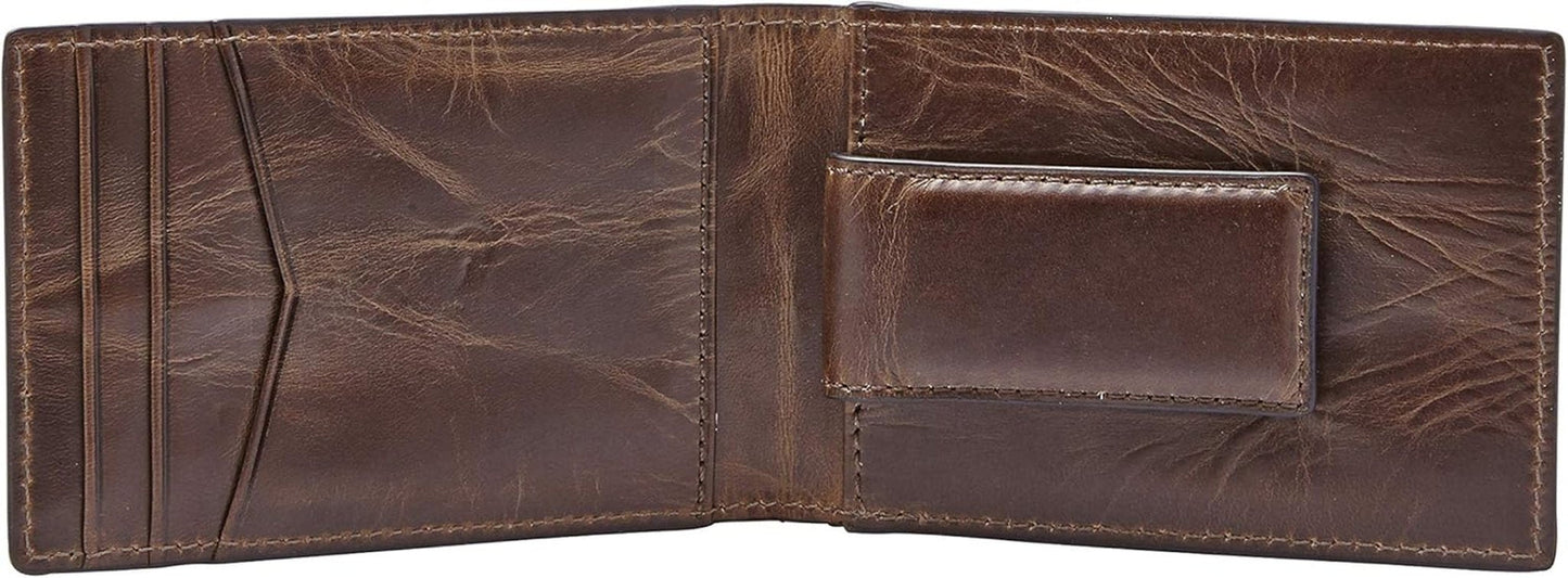 Fossil Andrew lederen tweevoudige portemonnee voor heren, 11,5 cm L x 1,9 cm B x 7,7 cm H Portemonnee voor heren Naty Shop