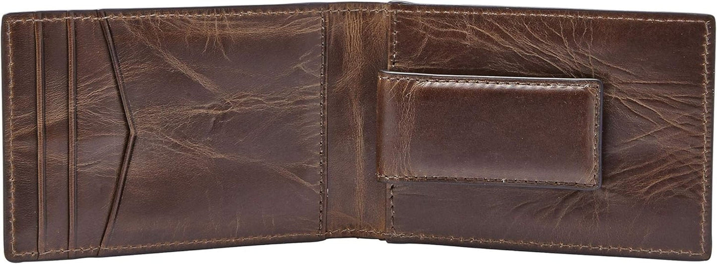 Fossil Andrew lederen tweevoudige portemonnee voor heren, 11,5 cm L x 1,9 cm B x 7,7 cm H Portemonnee voor heren Naty Shop