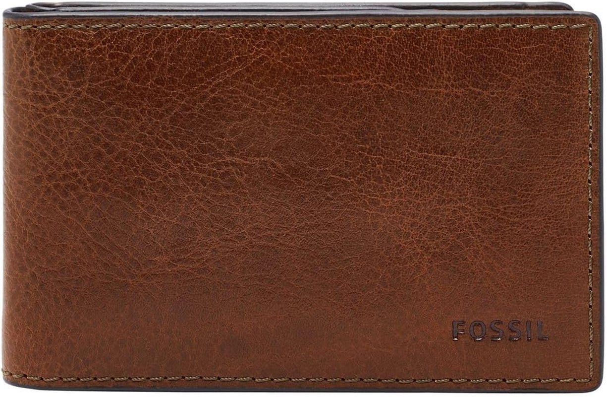 Fossil Andrew lederen tweevoudige portemonnee voor heren 11,5 cm L x 1,9 cm B x 7,7 cm H herenportemonnee Naty Shop bruin
